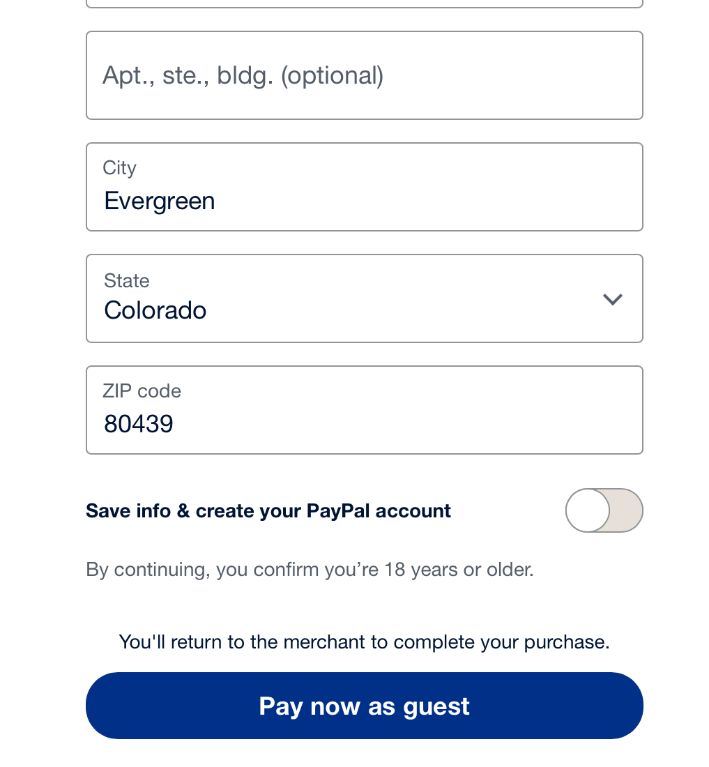 screenshot of Paypal