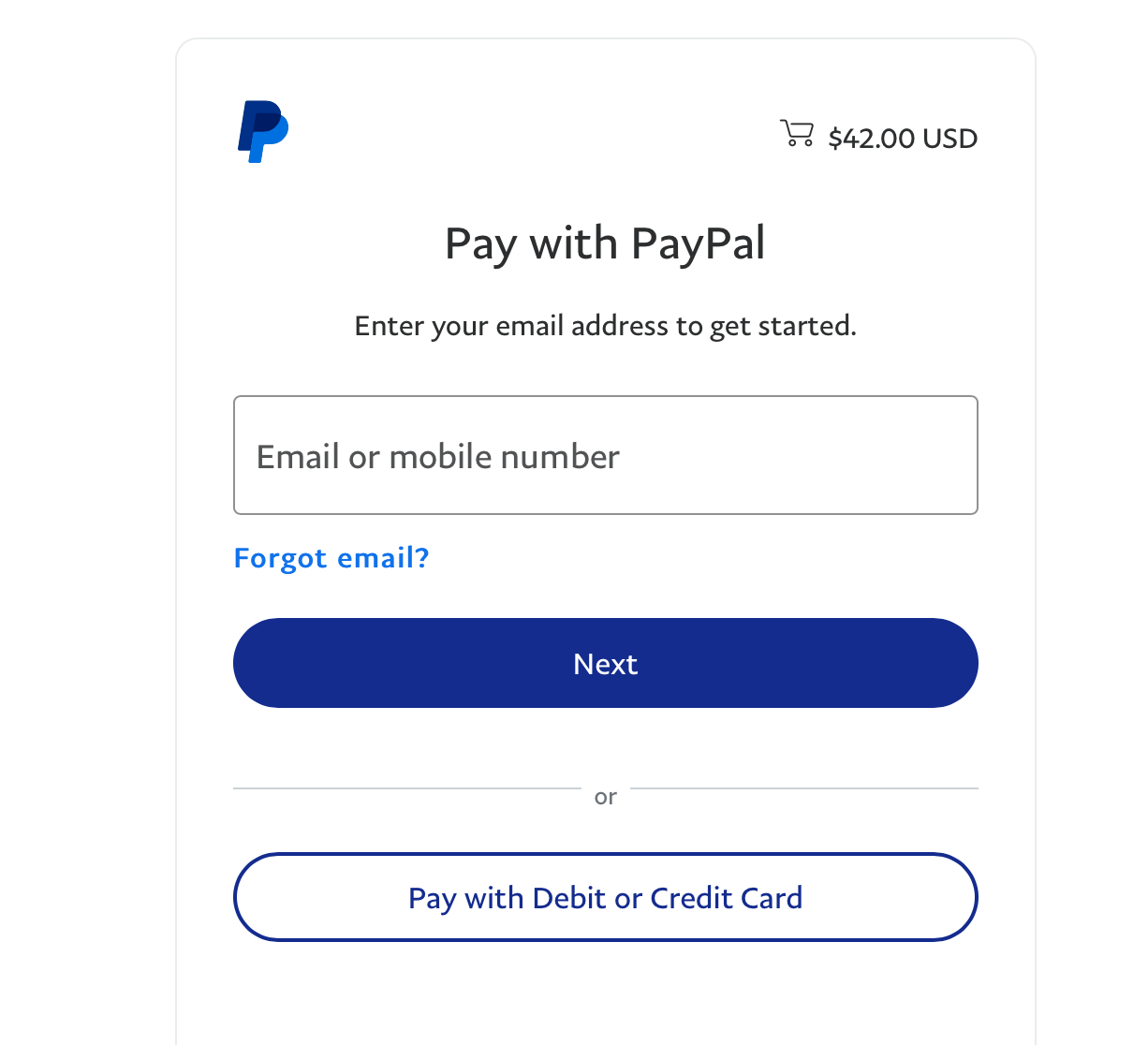 screenshot of Paypal