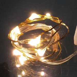 a string of warm lighs wrapped in a coil