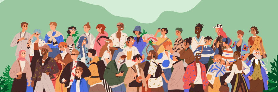 cartoon of a bunch of people talking
